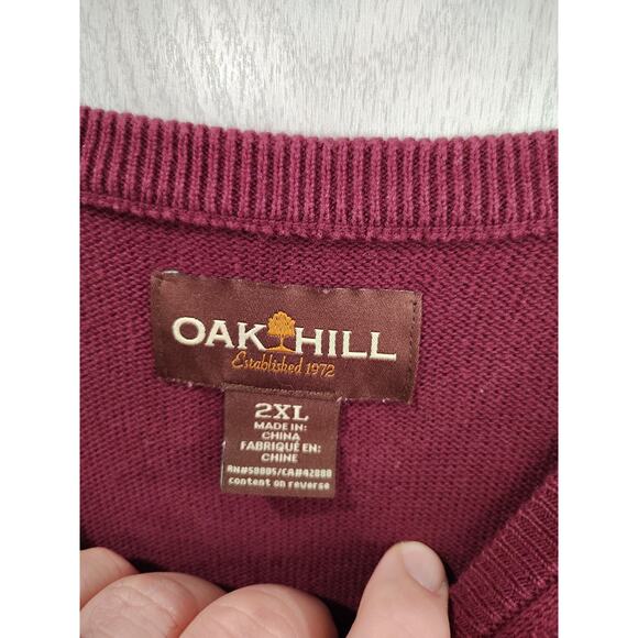 Men's Oak Hill Cable Knit Sweater Size 2xl Burgundy Preppy Church Office Comfort - Picture 3 of 8